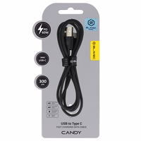 Blavec Kabelis Candy pīnēts - USB uz Type C - PD 60W 3A 3 metri Apple CarPlay/Android Auto (CCA-UC3B30) melns