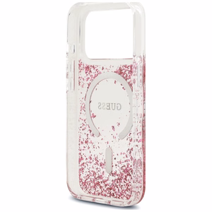 Guess Resin Bottom Glitter MagSafe maciņš, paredzēts iPhone 18 Pro Max / 17 Pro Max, rozā