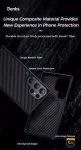 Benks Magnētiskais Armor Pro Kevlar apvalks viedtālrunim Samsung Galaxy S24 Plus (0041) 600D - melns
