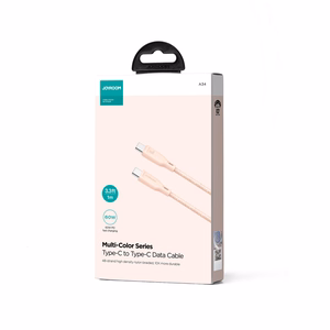 Joyroom Multi-Color sērijas S-A34 USB-C / USB-C PD 60W 1m kabelis - rozā