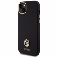 Guess Silikona Logo Strass 4G Viedtālruņa apvalks iPhone 15 Plus / 14 Plus 6.7" - melns