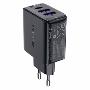 Acefast A57 PD 35W GaN зарядное устройство 2x USB-A + USB-C 3 порта - чёрный