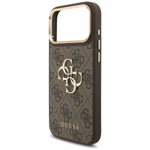 Guess 4G Big 4G Classic Logo Big Strap Metal Buttons чехол iPhone 17 Pro Max коричневый