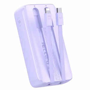 Portatīvais lādētājs Joyroom JR-PBC07 violets 20000mAh 30W (PD / QC3.0) + iebūvēti Type-C / Lightning kabeļi