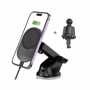 Tech-Protect MM15W-V1 automašīnas tālruņa turētājs ar MagSafe 15W bezvadu lādētāju paneļim / gaisa ventilācijai - melns