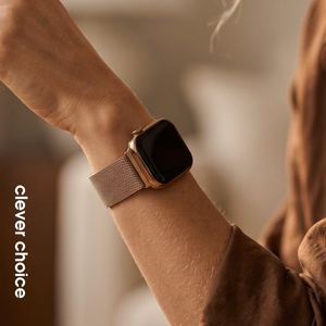 Crong Milano Steel Milānas pinuma nerūsējošā tērauda aproce Apple Watch 44/45/46/49 mm, rozā zelta krāsā