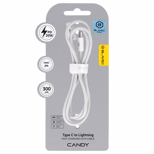 Blavec Cable Candy braided - Type C to Lightning - PD 20W 2,4A 3 metres Apple CarPlay (CCA-CL24W30) white