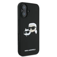 Karl Lagerfeld silikona Nauble Heads Print magnētiskais viedtālruņa apvalks iPhone 16 - melns