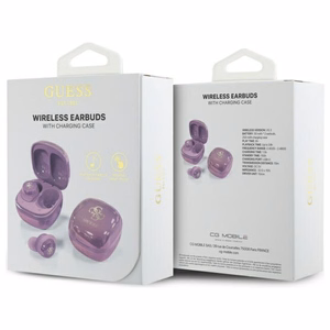 Guess 4G drukāts logotips Bluetooth TWS austiņas + dokstacija - violetas