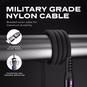 STATIK PowerPivot Pro neilona pīts kabelis, USB-C uz USB-C, 1 m, melns