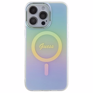 Guess IML Iridescent Magnētiskais viedtālruņa apvalks iPhone 15 Pro - tirkīza