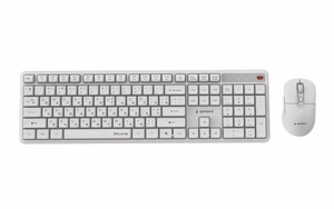 GEMBIRD KBS-WMS-01-W-CYRL bezvadu tastatura un pele, kirilica, balta