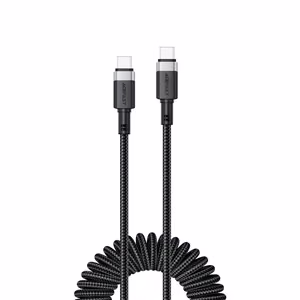 Acefast C14-03 USB-C - USB-C spring cable 480Mb/s 3A 1.2m - black