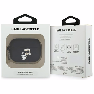 Karl Lagerfeld Silicone Karl & Chaupette Head 3D macins AirPods Pro 3 - melns