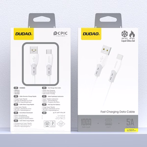 Dudao L25ST 5A USB-A - USB-C kabelis ar mīkstu silikona apvalku 1m - balts