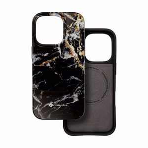 Case for iPhone 15 PRO MAX Forcell F-Protect Mirage compatible with Magsafe Military Drop-Test black marble