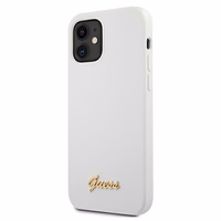 Guess GUHCP12SLSLMGWH iPhone 12 mini 5.4" balts/balts cietais apvalks Metal Logo Script