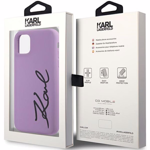 Karl Lagerfeld KLHCN61SKSVGU iPhone 11 / Xr 6.1" violets cietais viedtālruņa apvalks Silikona Paraksts