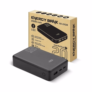 Ārējā baterija 20 000mAh, 1x USB, 2x USB-C, 20W, QC4+, LCD ekrāns, melns