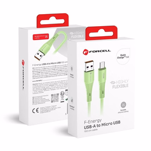 Kabelis FORCELL F-ENERGY C351 USB A uz Micro USB QC3.0 2,4A 18W Gradient 1 m zaļš (m)