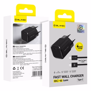 Зарядное устройство Blavec BC-6 GaN4 — Type-C — PD QC 33 Вт 3A с кабелем (TCBC6G4-CB333A+CC) чёрное
