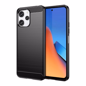 Elastīgs oglekļa raksta viedtālruņa apvalks Xiaomi Redmi 12 Carbon Case - melns