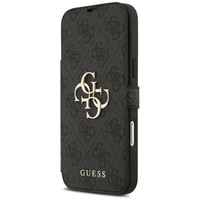 Guess Book 4G Metal Logo viedtālruņa apvalks iPhone 17 Pro Max - melns
