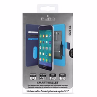 PURO Smart Wallet - universāls maciņš with a turētājs taking photos with pockets cards and money, size XL (zils)