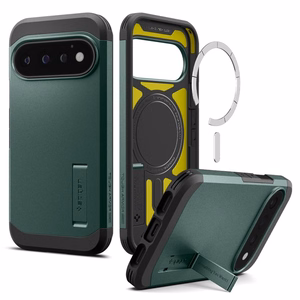 Spigen Tough Armor Mag MagSafe maciņš, paredzēts Google Pixel 11 Pro, tumši zaļš