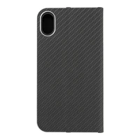 Viedtālruņa apvalks (m) - LUNA Book Carbon IPHONE XR melns (m)