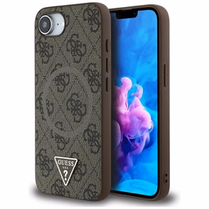 Guess 4G Ring Triangle Logo Magnētiskais viedtālruņa apvalks iPhone 16e - brūns