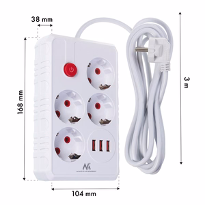 Maclean MCE393 W – power strip, 4 sockets + 3×USB, 110–240 V AC, 50/60 Hz, 2.1 A, up to 2500 W, 3 m, white