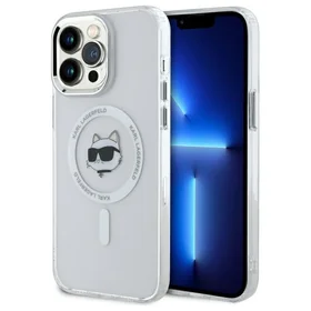 Karl Lagerfeld IML Metāla Choupette galva MagSafe apvalks iPhone 13 Pro - balts