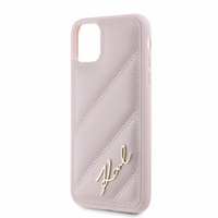 Karl Lagerfeld Diagonal Quilted Script apvalks viedtālrunim iPhone 11 / Xr - rozā
