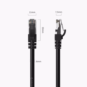 Orico PUG-C6 CAT6 1000Mbps RJ45 Ethernet tīkla kabelis internetam LAN apaļš 1m - melna