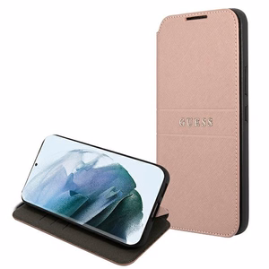 Viedtālruņa apvalks Guess GUBKS22MPSASBPI S22+ S906 rozā Saffiano Stripes