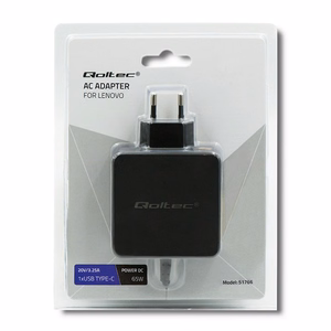 Qoltec 51766 barošanas adapteris Lenovo 65W | 20V | 3.25A | Slim tip+pin