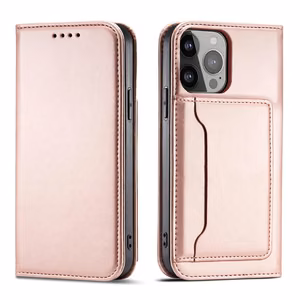 Magnet Card Case для iPhone 13 Pro чехол-кошелёк с держателем для карт розовый