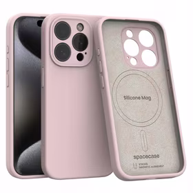 Spacecase Maciņš Silicone Mag iPhone 15 Pro gaiši rozā