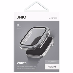 Uniq Voute aizsargstikla viedtālruņa apvalks Apple Watch 10 42 mm - sudraba