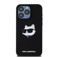 Karl Lagerfeld silikona Choupette Head magnētiskais viedtālruņa apvalks iPhone 15 Pro Max - melns