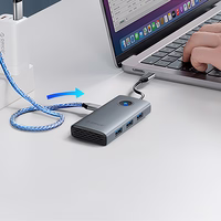 Orico PW11-6P USB-C Hub dokstacija 3x USB-A 3.0 + 1x USB-C 2.0 + 1x HDMI - pelēka