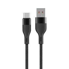 Maxlife MXUC-07 kabelis USB - USB-C 1,0 m 3A melns neilons