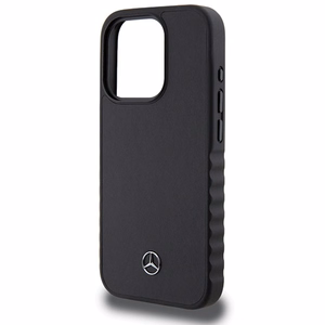 Mercedes Smooth Leather apvalks viedtālruņa iPhone 15 Pro - melns