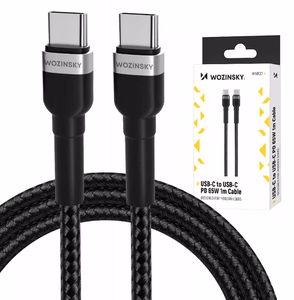 Wozinsky WNBCC1 USB-C / USB-C PD 65W kabelis 1m - melns