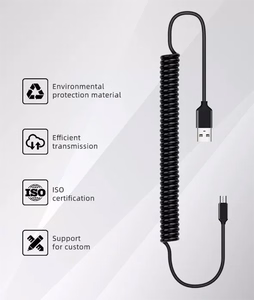 Spirālveida kabelis - USB uz Micro USB - 2A 1 metrs melns