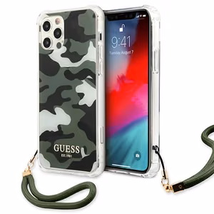 Guess GUHCP12MKSARKA iPhone 12/12 Pro 6.1" zaļš/haki cietais apvalks Camo kolekcija