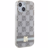 DKNY IML rūtainais mono raksts un drukātas svītras Magnētiskais viedtālruņa apvalks iPhone 15 / 14 / 13 - bēša