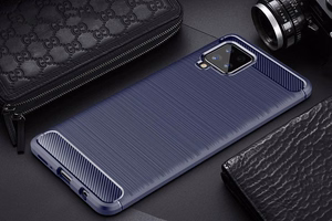Carbon Case Flexible Cover TPU Case for Samsung Galaxy A42 5G black