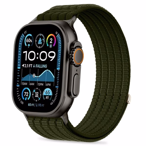Tech-Protect Nylon Sport neilona sporta siksniņa Apple Watch 44 / 45 / 46 / 49 mm, tumši zaļa